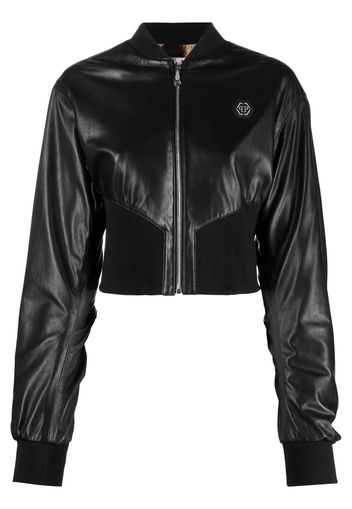 Philipp Plein leather bomber jacket - Nero