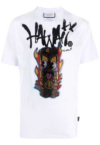 Philipp Plein T-shirt Hawaii con stampa - Bianco