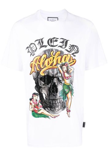 Philipp Plein T-shirt Hawaii con maniche corte - Bianco