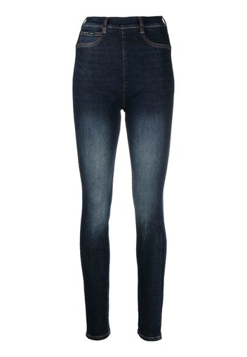 Philipp Plein Jeggings a vita alta con zip - Blu