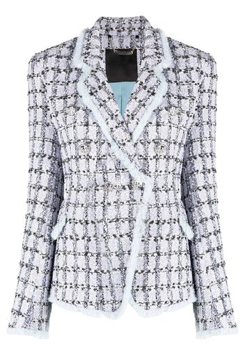 Philipp Plein Blazer in tweed con bottoni - Blu