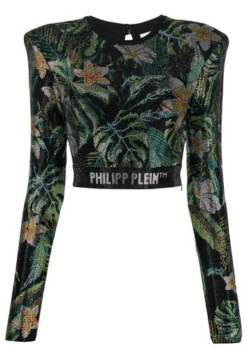 Philipp Plein Top con decorazione di cristalli - Nero