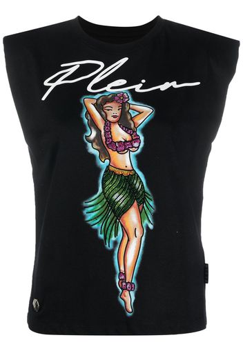 Philipp Plein Top Aloha con stampa - Nero