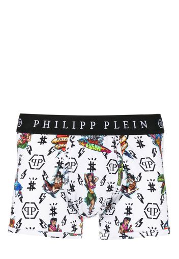 Philipp Plein Boxer con stampa Hawaii - Bianco