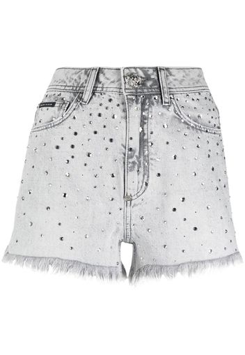 Philipp Plein Shorts denim con decorazione - Grigio