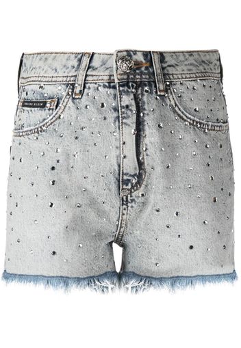 Philipp Plein Shorts con cristalli - Blu