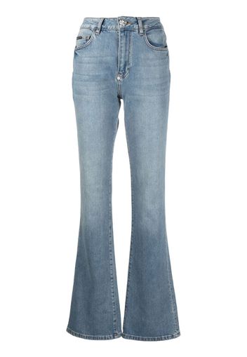 Philipp Plein logo-plaque bootcut jeans - Blu