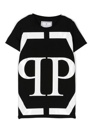 Philipp Plein Junior logo-print detail T-shirt - Nero