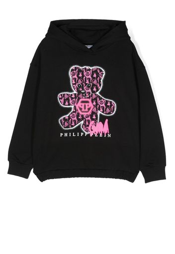 Philipp Plein Junior Teddy Bear logo-print hoodie - Nero