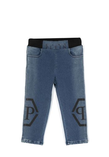 Philipp Plein Junior Plein logo-print jeans - Blu