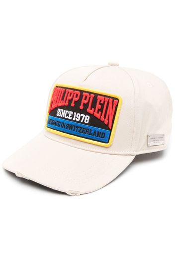 Philipp Plein logo-patch distressed cotton baseball cap - Toni neutri