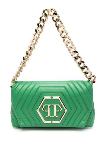 Philipp Plein Borsa a spalla Hexagon matelassé - Verde