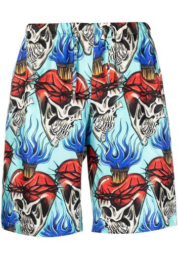 Philipp Plein Shorts Love Tattoo - Blu