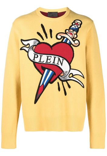 Philipp Plein Maglione con motivo a intarsi - Giallo