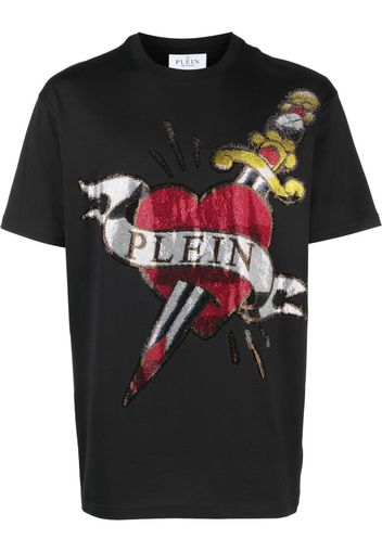 Philipp Plein T-shirt con strass - Nero