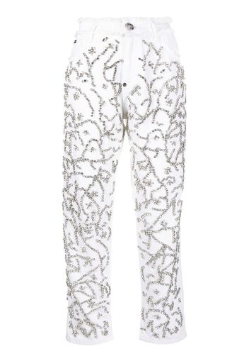 Philipp Plein Jeans mom con cristalli - Bianco
