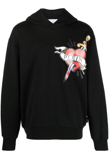 Philipp Plein Felpa con stampa Heart & Dagger - Nero