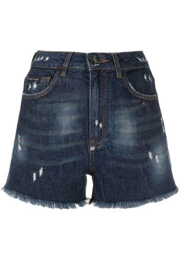 Philipp Plein Shorts denim con effetto vissuto - Blu