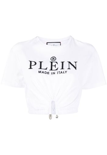 Philipp Plein T-shirt crop con ricamo - Bianco