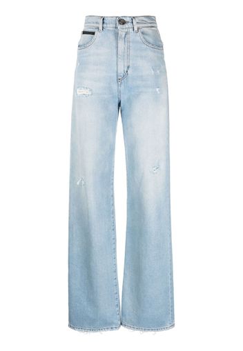 Philipp Plein Jeans a gamba ampia con applicazione - Blu