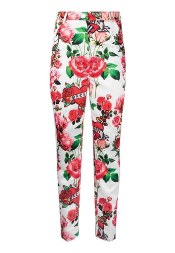 Philipp Plein Pantaloni a fiori - Bianco