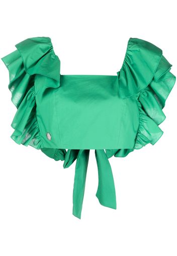 Philipp Plein Volant ruffled cropped top - Verde