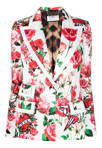 Philipp Plein Blazer Love a fiori - Bianco