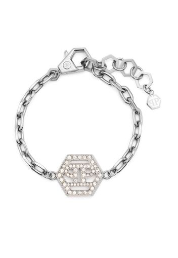 Philipp Plein hexagon-logo chain-link bracelet - Argento