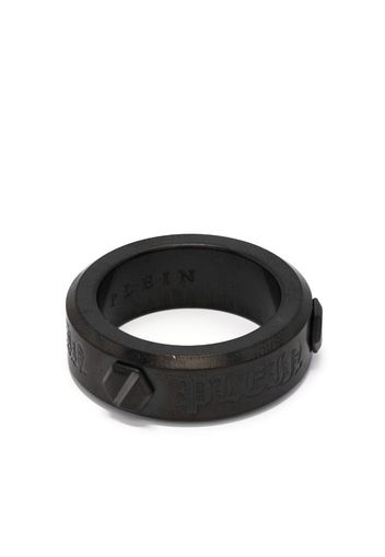 Philipp Plein Hexagon engraved-logo ring - Grigio