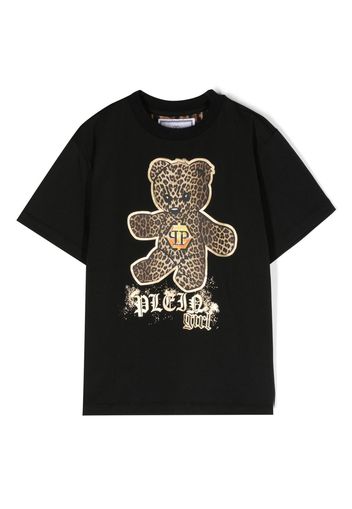 Philipp Plein Junior T-shirt con stampa Teddy Bear - Nero