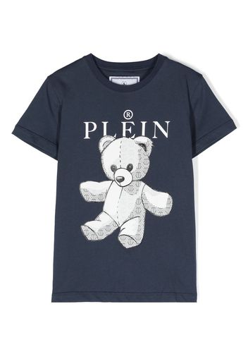 Philipp Plein Junior bear-motif cotton T-shirt - Blu