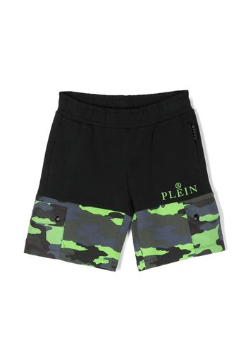 Philipp Plein Junior Plein camouflage-print shorts - Nero