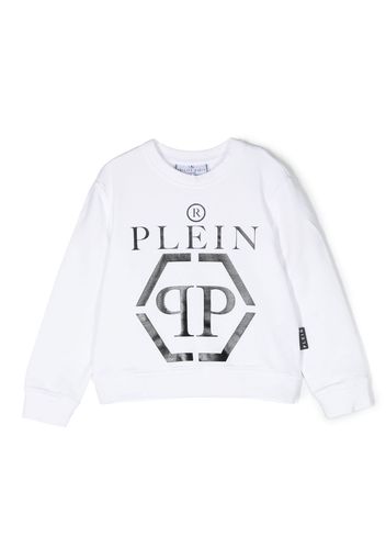 Philipp Plein Junior logo-print detail sweatshirt - Bianco