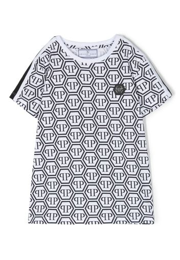 Philipp Plein Junior all-over logo print T-shirt - Bianco