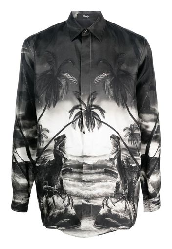 Philipp Plein dinosaur-print silk shirt - Nero