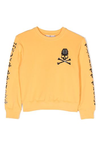 Philipp Plein Junior logo-print long-sleeve cotton sweatshirt - Giallo