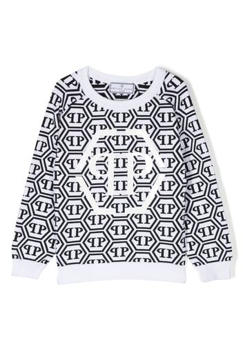 Philipp Plein Junior intarsia-knit logo sweatshirt - Nero