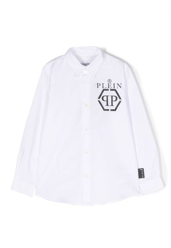 Philipp Plein Junior logo-print long-sleeve shirt - Bianco