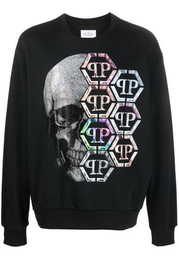 Philipp Plein Felpa Skull and Plein a maniche lunghe - Nero