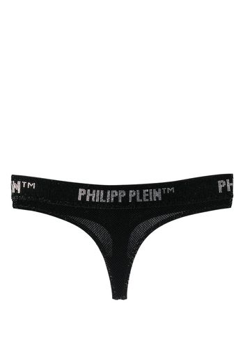 Philipp Plein Tanga con decorazione di cristalli - Nero