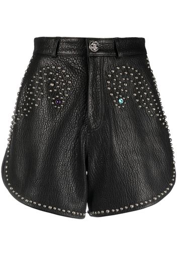 Philipp Plein stud-embellished leather hot pants - Nero