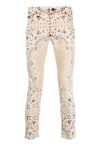 Philipp Plein paisley bandana-print skinny-cut trousers - Toni neutri