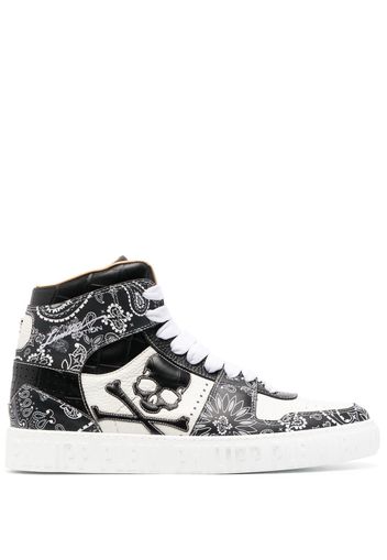 Philipp Plein Sneakers alte con stampa paisley - Nero