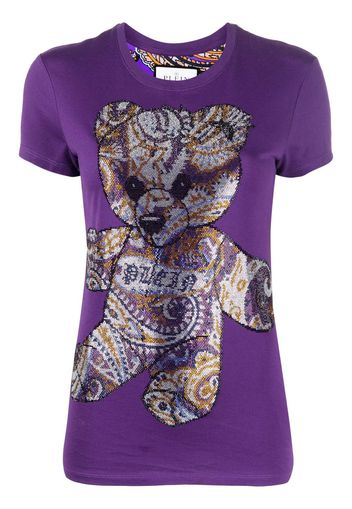 Philipp Plein T-shirt Teddy Bear con decorazione di strass - Viola