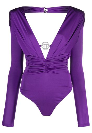 Philipp Plein logo-plaque satin body - Viola