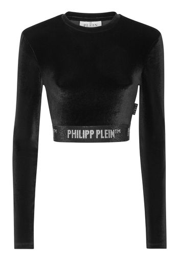 Philipp Plein Top crop a maniche lunghe - Nero