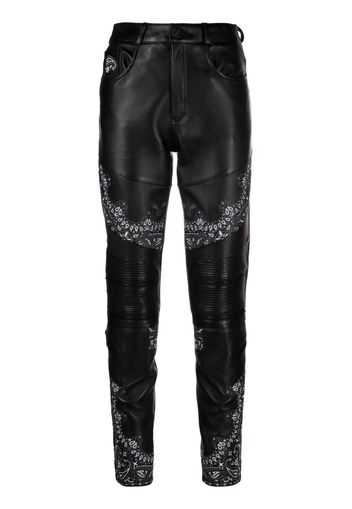 Philipp Plein Pantaloni skinny con inserti bandana - Nero