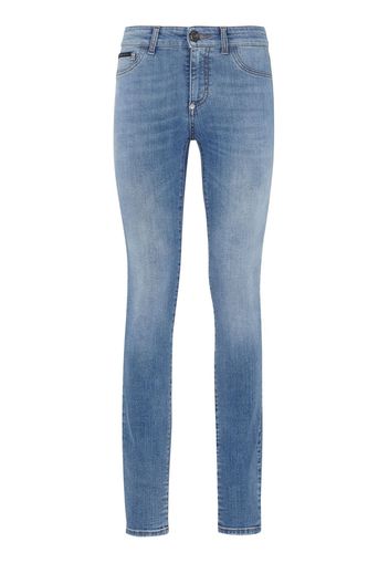 Philipp Plein Jeggings con effetto schiarito - Blu