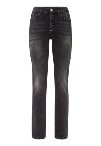 Philipp Plein Jeans dritti con effetto schiarito - Nero