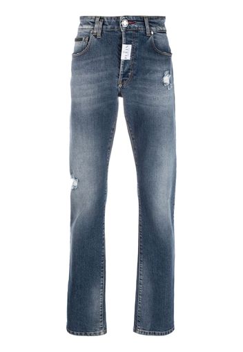 Philipp Plein logo-patch slim-cut jeans - Blu